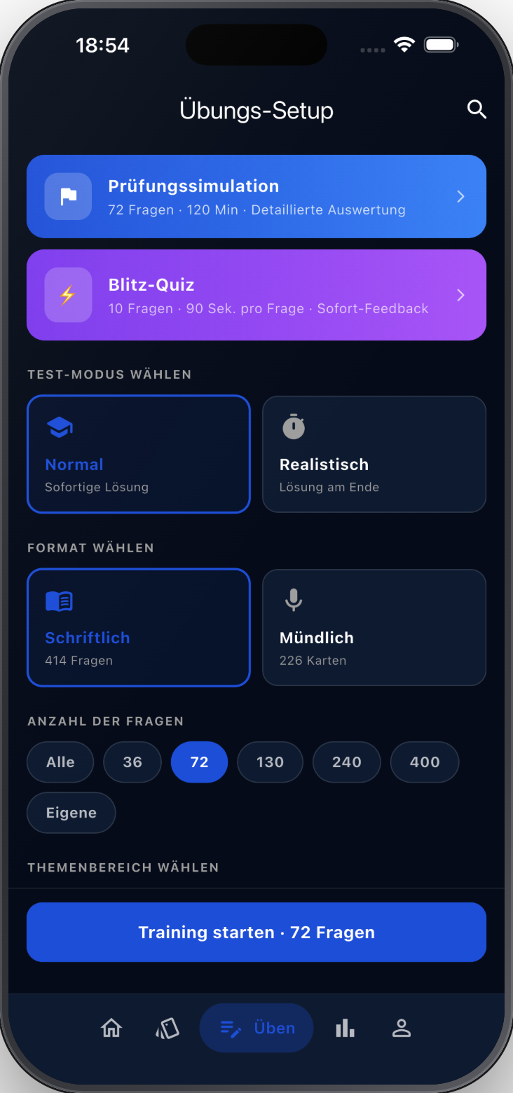 34A Training App — Übungs-Setup