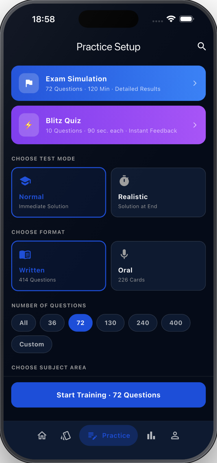 34A Training App — Practice setup