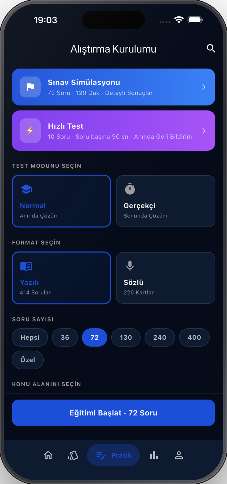 34A Training App — Alıştırma kurulumu